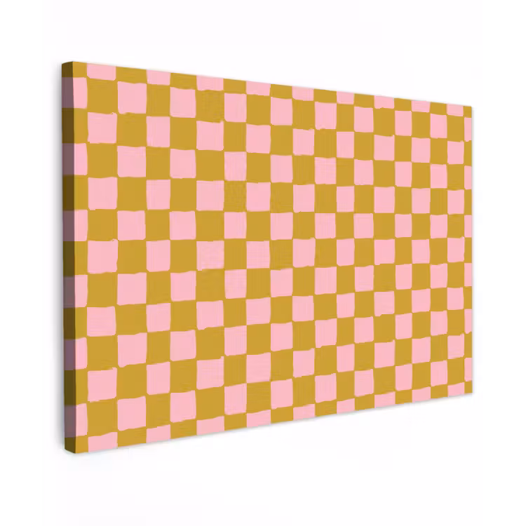 Canvas schilderij - Patroon - Vierkant - Roze — 1