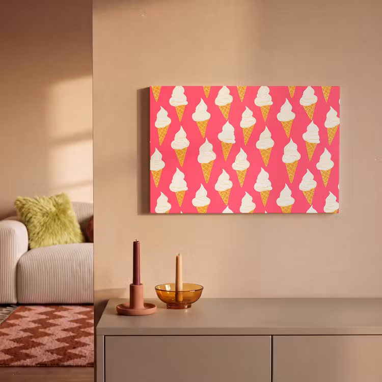Canvas schilderij - Softijs - Horentje - Roze — 2