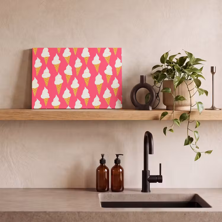Canvas schilderij - Softijs - Horentje - Roze — 3