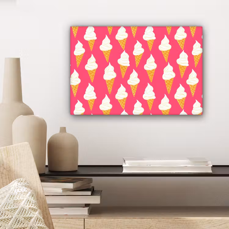 Canvas schilderij - Softijs - Horentje - Roze — 5