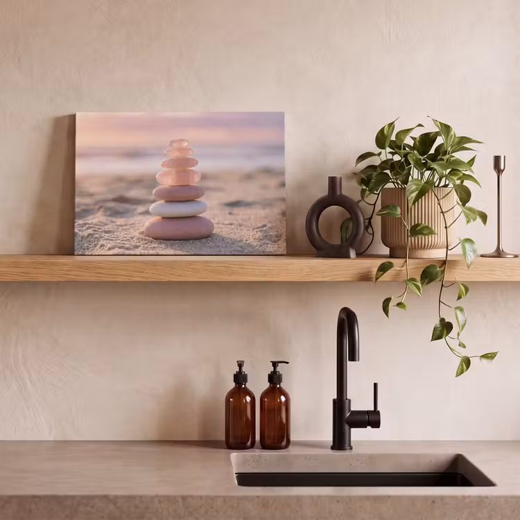 Canvas schilderij - Stenen - Zand - Roze — 3
