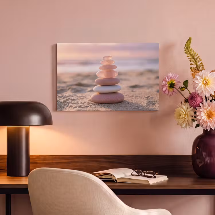 Canvas schilderij - Stenen - Zand - Roze — 4