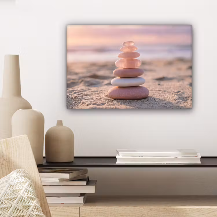 Canvas schilderij - Stenen - Zand - Roze — 5