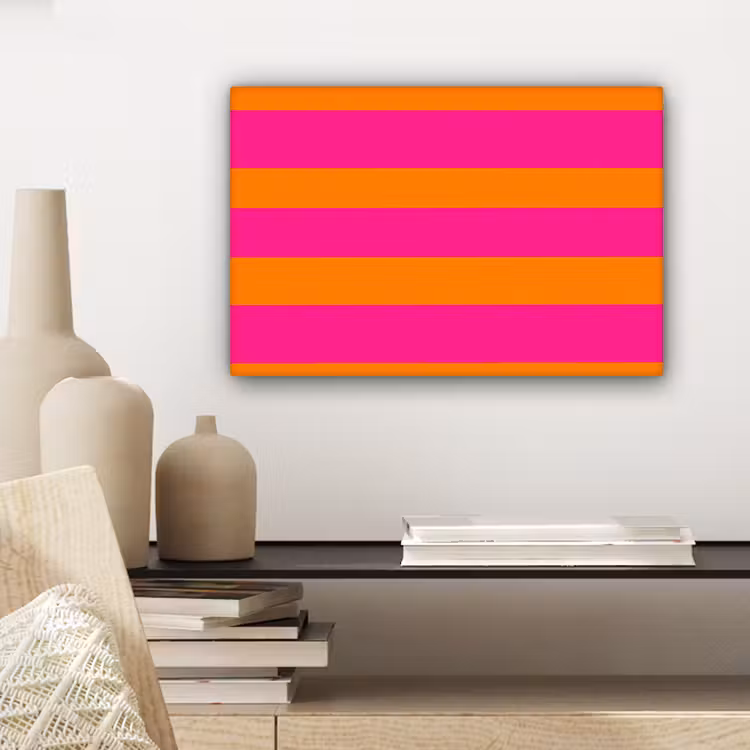 Canvas schilderij - Strepen - Horizontaal - Roze — 5