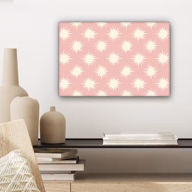 Canvas schilderij - Zonnen - Patroon - Roze — 5