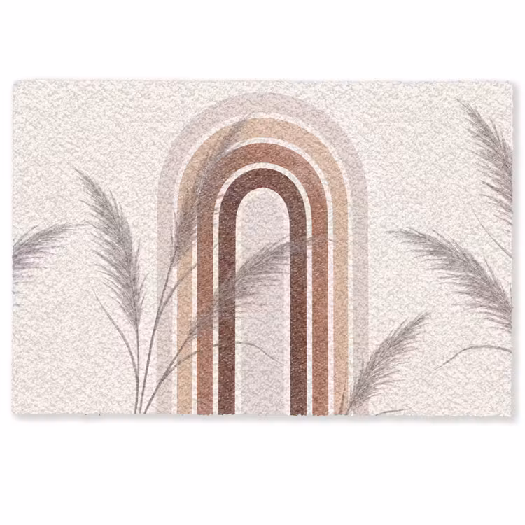 Deurmat - Abstract - Bogen - Plant - Boho - Beige — 1