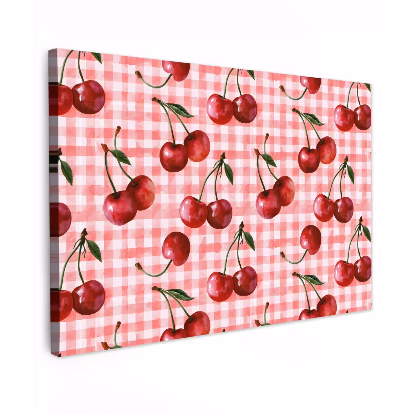 Canvas schilderij - Kersen - Blokken - Rood — 1