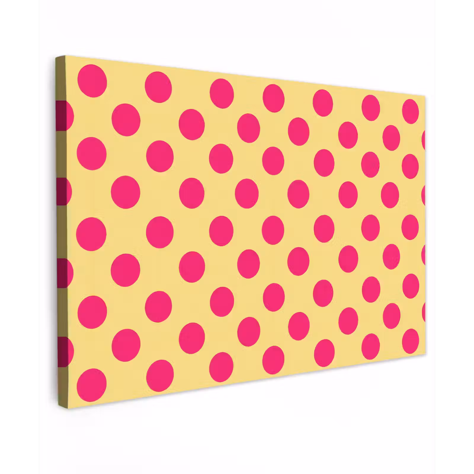 Canvas schilderij - Roze - Stippen - Geel — 1