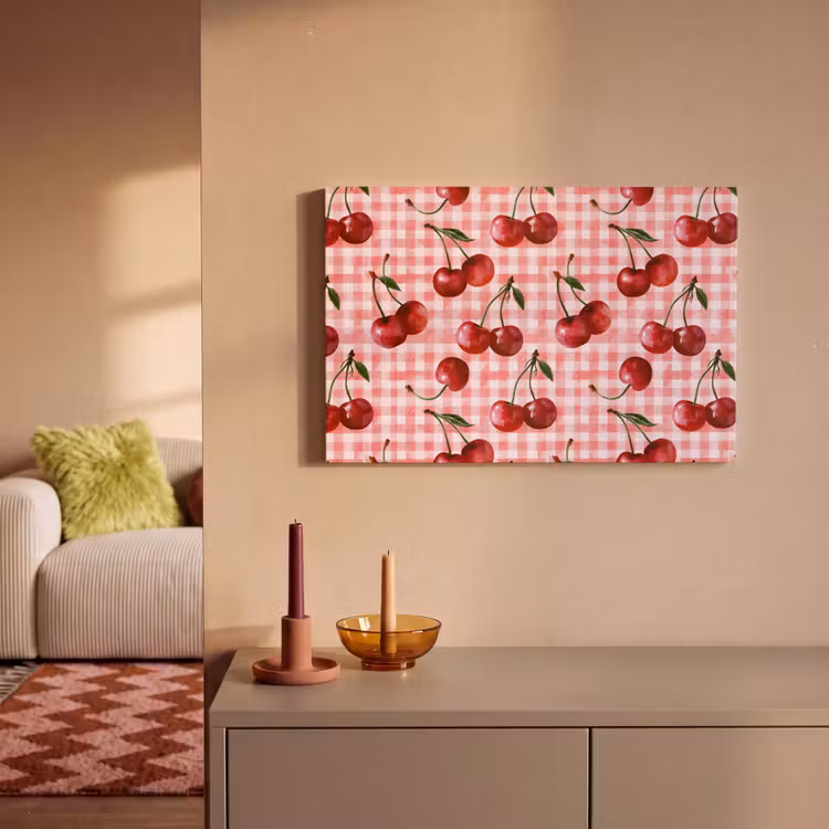 Canvas schilderij - Kersen - Blokken - Rood — 2