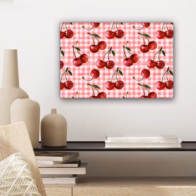 Canvas schilderij - Kersen - Blokken - Rood — 5