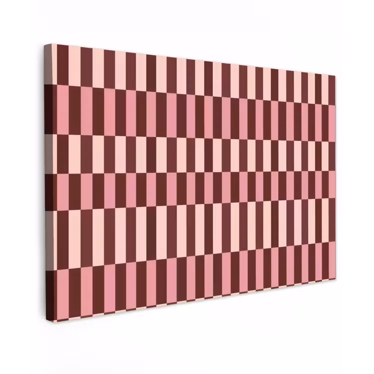 Canvas schilderij - Roze - Rood - Blokjes — 1
