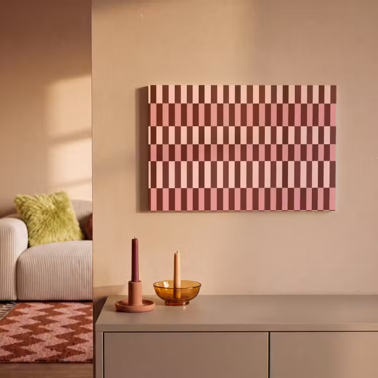 Canvas schilderij - Roze - Rood - Blokjes — 2