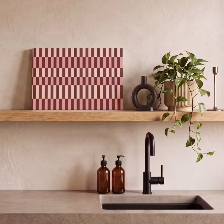Canvas schilderij - Roze - Rood - Blokjes — 3