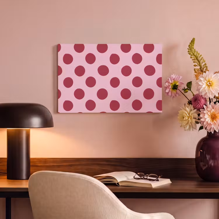 Canvas schilderij - Stippen - Patroon - Bordeaux — 4
