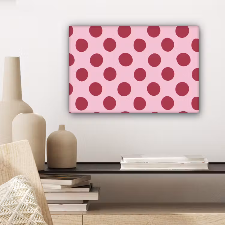 Canvas schilderij - Stippen - Patroon - Bordeaux — 5