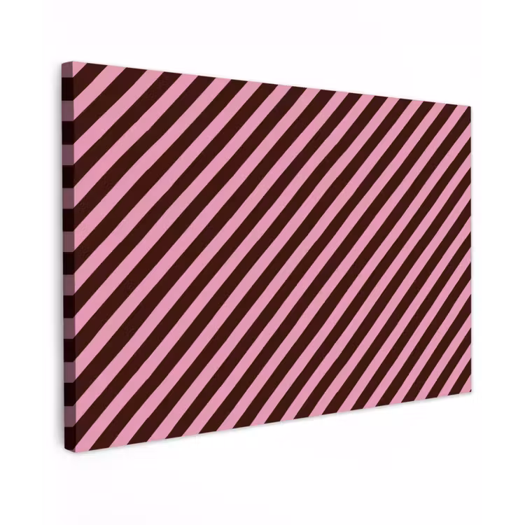 Canvas schilderij - Strepen - Roze - Bruin — 1