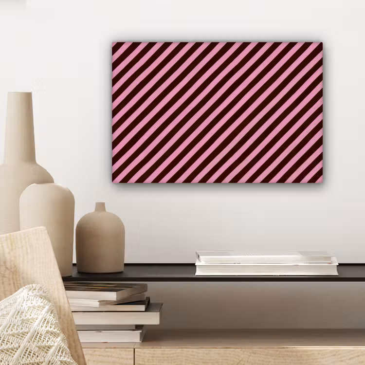 Canvas schilderij - Strepen - Roze - Bruin — 5