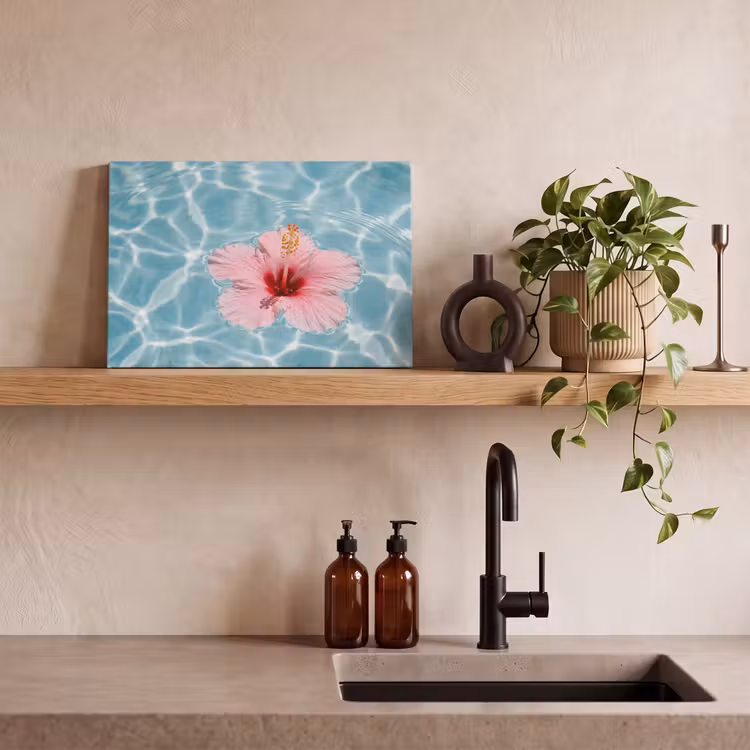 Canvas schilderij - Hibiscus - Water - Roze — 3