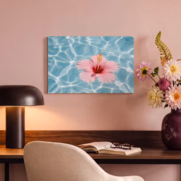 Canvas schilderij - Hibiscus - Water - Roze — 4
