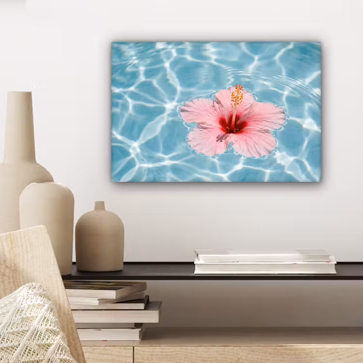 Canvas schilderij - Hibiscus - Water - Roze — 5