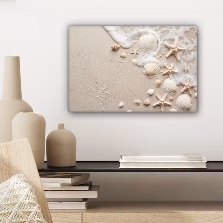 Canvas schilderij - Schelpen - Zeesterren - Strand — 5