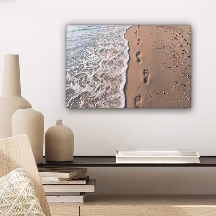 Canvas schilderij - Voetstappen - Vloedlijn - Zee — 5