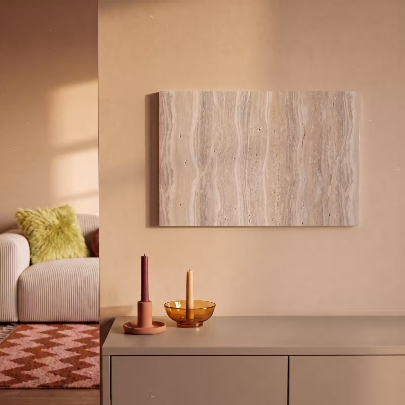 Canvas schilderij - Steen - Patroon - Textuur - Natuurlijk - Beige — 1