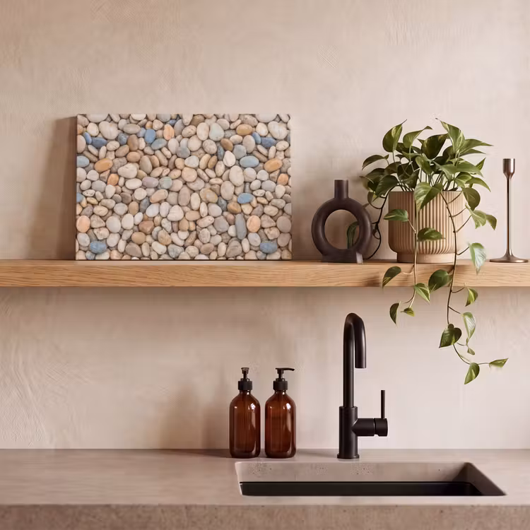 Canvas schilderij - Kiezelstenen - Natuur - Textuur - Beige - Grijs — 2