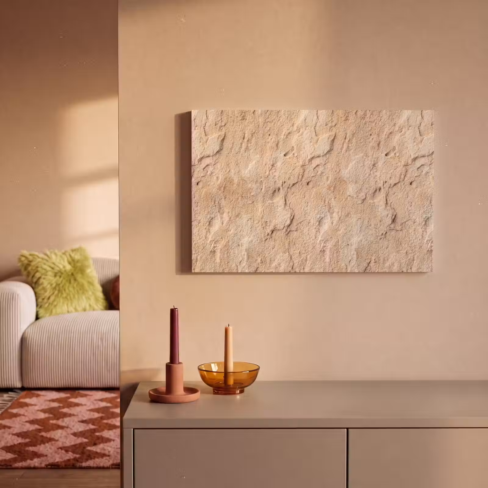 Canvas schilderij - Textuur - Steen - Natuur - Beige — 1