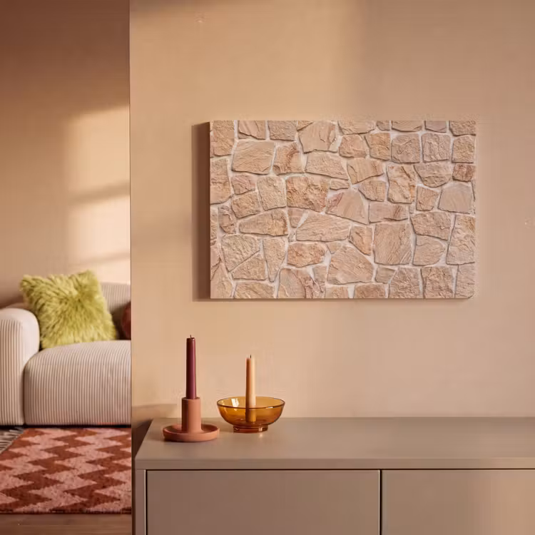 Canvas schilderij - Muur - Steen - Patroon - Rustiek - Beige — 1