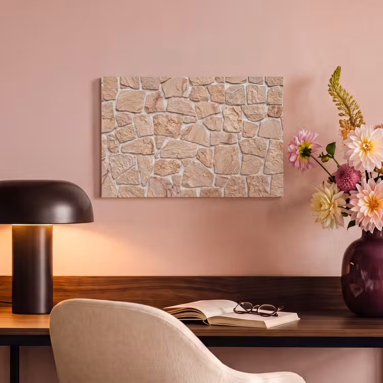 Canvas schilderij - Muur - Steen - Patroon - Rustiek - Beige — 3