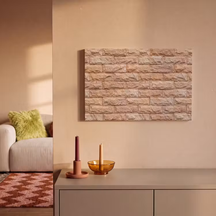 Canvas schilderij - Muur - Steen - Ruw - Textuur - Beige — 1