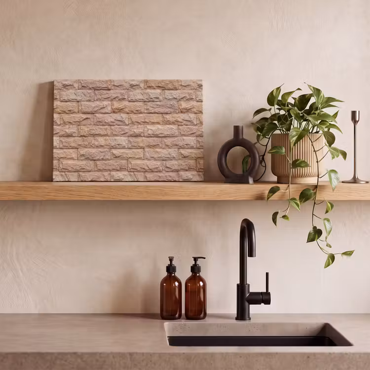 Canvas schilderij - Muur - Steen - Ruw - Textuur - Beige — 2