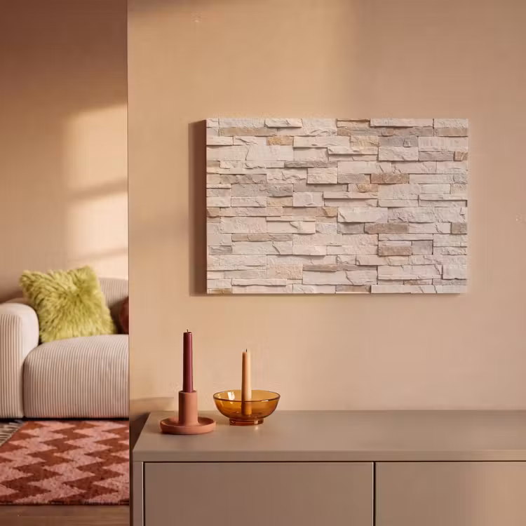 Canvas schilderij - Steen - Muur - Textuur - Rustiek - Beige — 1