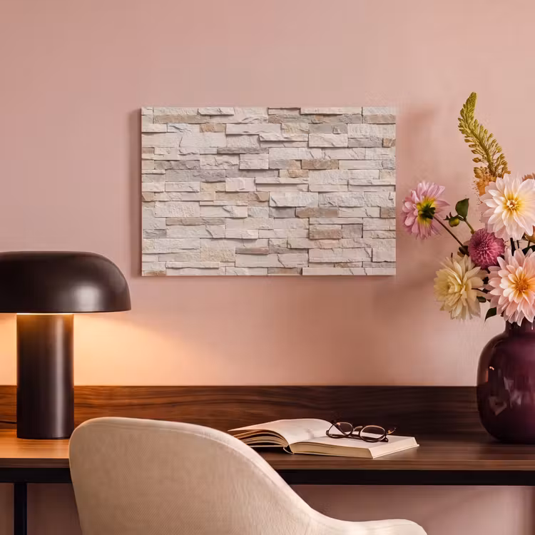 Canvas schilderij - Steen - Muur - Textuur - Rustiek - Beige — 3