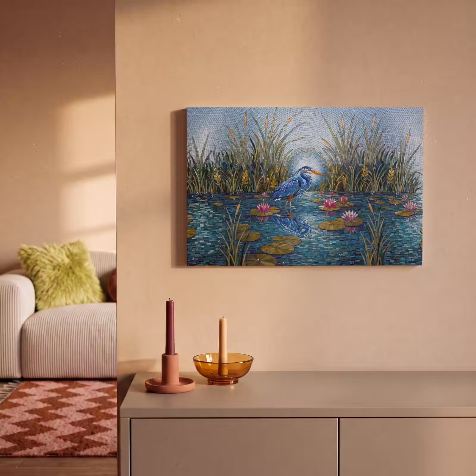 Canvas schilderij - Vogel - Water - Natuur - Abstract - Blauw — 1