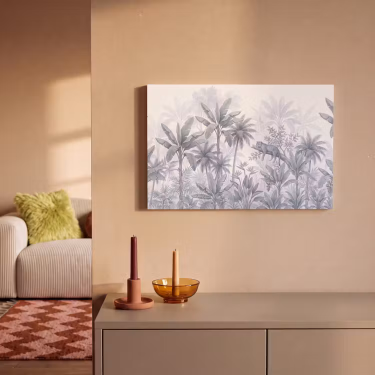 Canvas schilderij - Kat - Tropisch bos - Modern - Grijs — 1