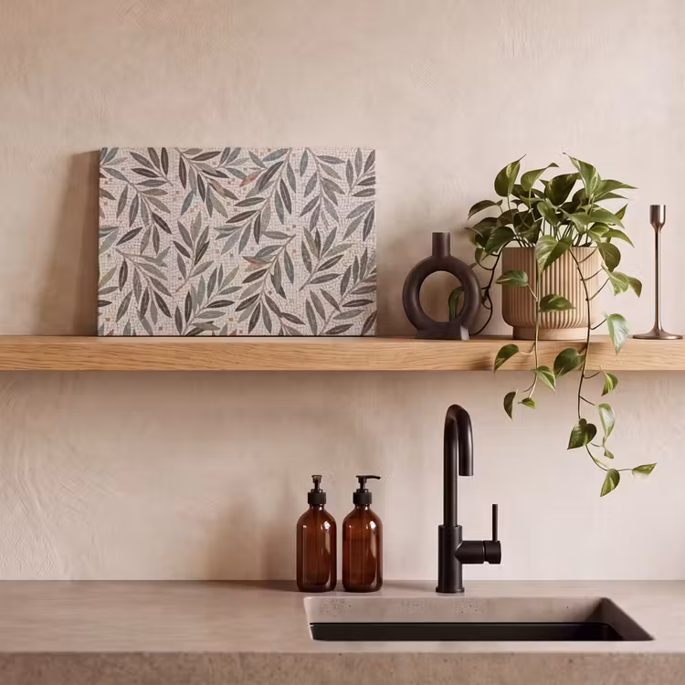 Canvas schilderij - Plant - Blad - Mozaïek - Groen — 2