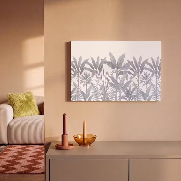Canvas schilderij - Planten - Bladeren - Natuur - Grijs — 1