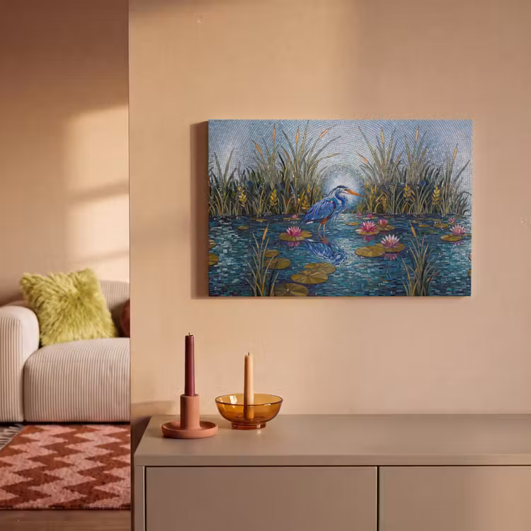 Canvas schilderij - Vogel - Water - Natuur - Abstract - Blauw — 1