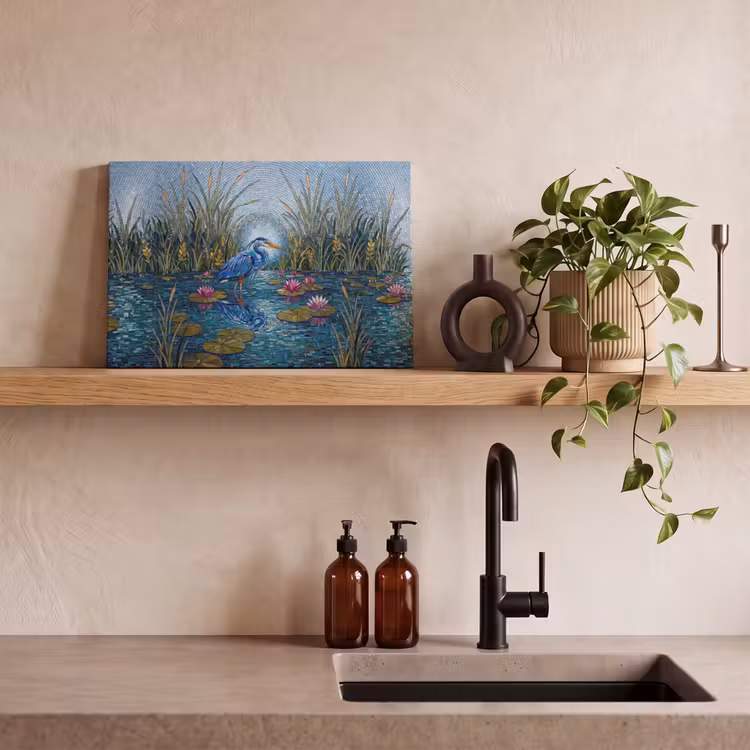 Canvas schilderij - Vogel - Water - Natuur - Abstract - Blauw — 2