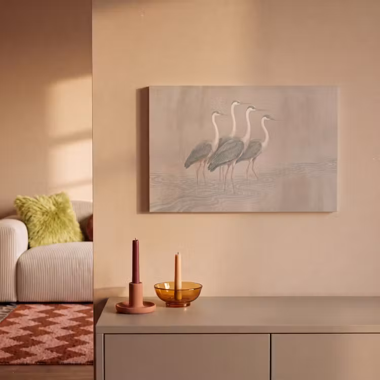 Canvas schilderij - Vogel - Water - Natuur - Vintage — 1