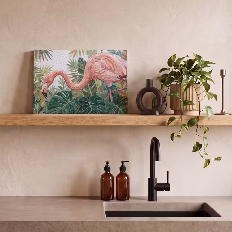 Canvas schilderij - Natuur - Bladeren - Abstract - Groen - Vogel — 2
