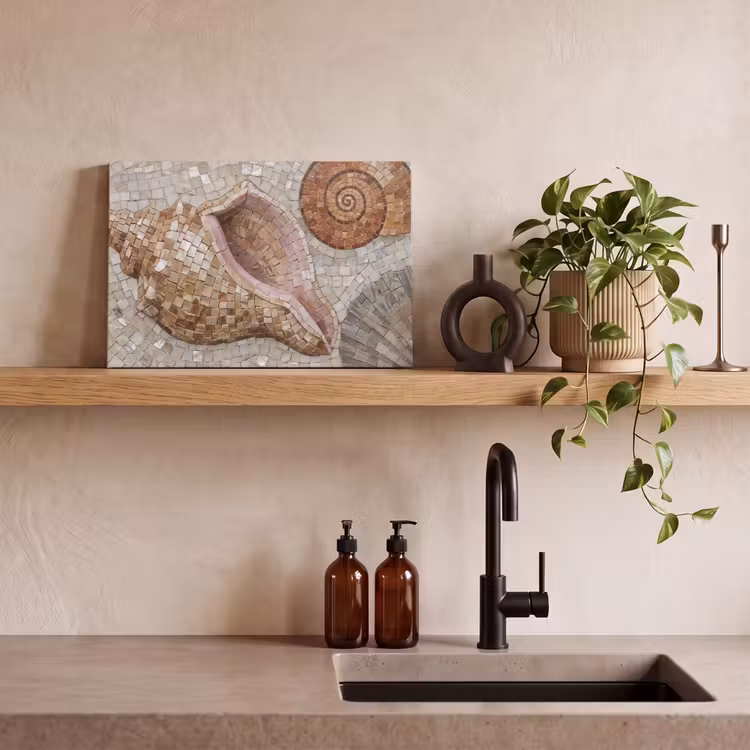 Canvas schilderij - Schelp - Mozaïek - Zee - Beige - Modern — 2