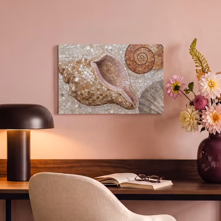Canvas schilderij - Schelp - Mozaïek - Zee - Beige - Modern — 3