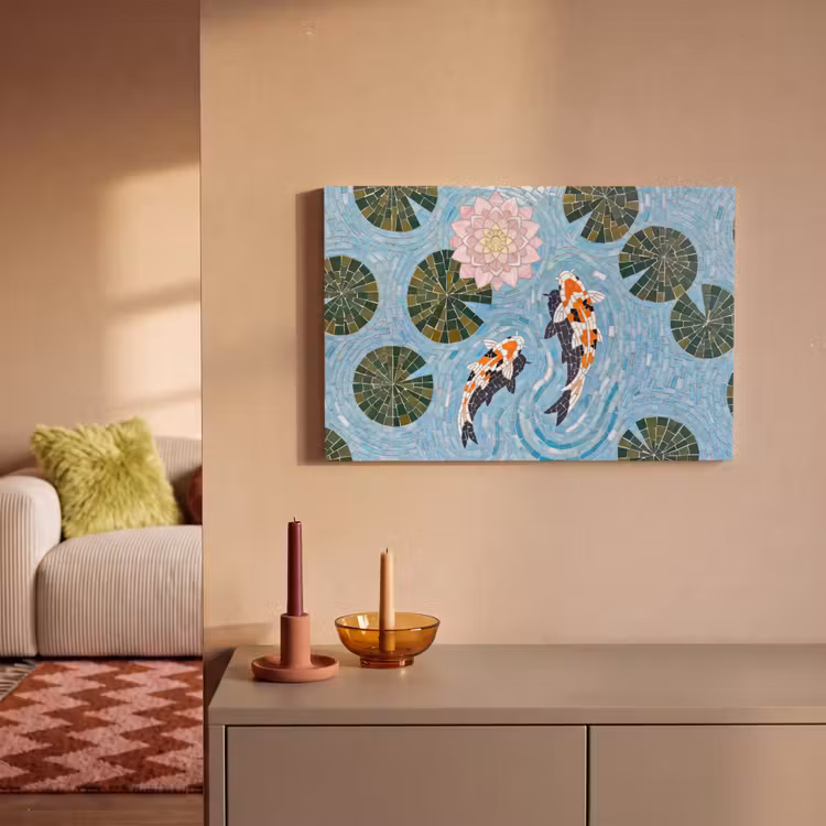 Canvas schilderij - Vis - Water - Natuur - Mozaïek - Blauw — 1