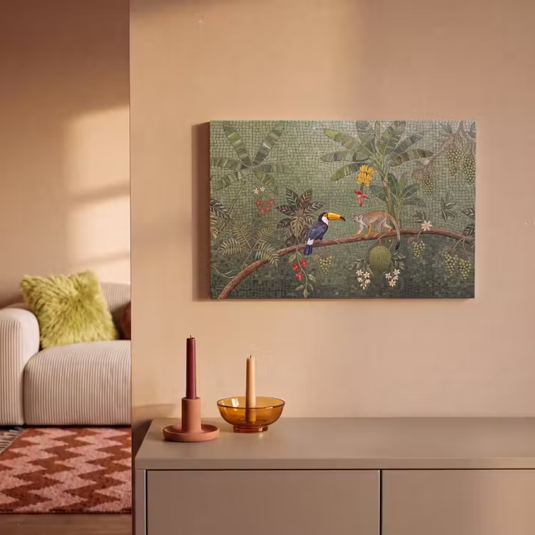 Canvas schilderij - Vogel - Dier - Jungle - Mozaïek - Natuur — 1