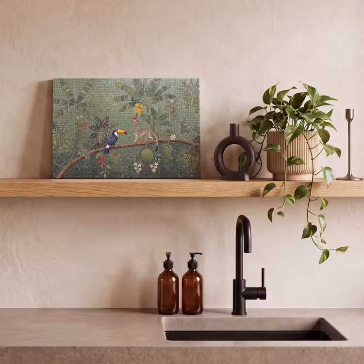 Canvas schilderij - Vogel - Dier - Jungle - Mozaïek - Natuur — 2