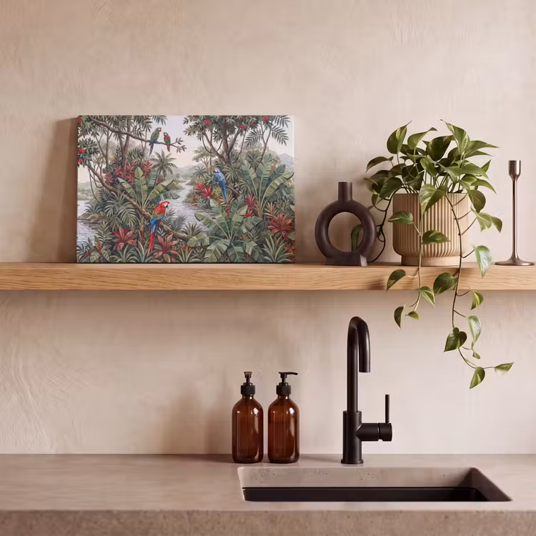 Canvas schilderij - Vogel - Jungle - Natuur - Mozaïek - Groen — 2