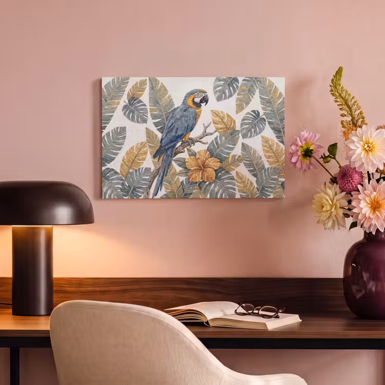 Canvas schilderij - Vogel - Tak - Natuur - Mozaïek - Blauw — 3
